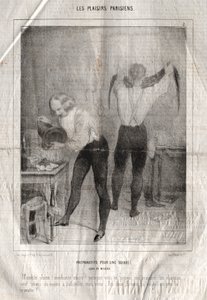Les Plaisirs Parisiens: Voorbereidingen voor een avond. Luxe en ellende. Vervloekte pen! Stoute... door Charles Joseph Traviès de Villers