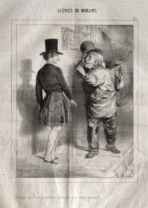 Scènes de Moeurs: Voulez-vous me permettre dallumer mon brule-gueule door Charles Joseph Traviès de Villers