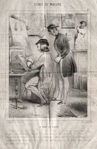 Scènes de moeurs: La Droit de visite. Jespère ne pas vous gener... door Charles Joseph Traviès de Villers