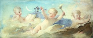 Putti dartelend in de Wolken