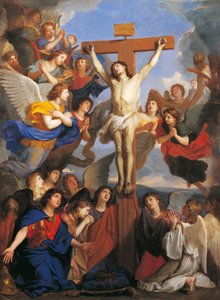 Kruisbeeld met engelen, circa 1660, door Charles Le Brun door Charles Le Brun