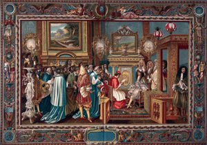 Ontvangst van pauselijke ambassadeur Sigismondo Chigi door Lodewijk XIV door Charles Le Brun