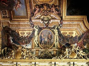Ontmoeting van de twee zeeën, plafondschildering uit de Galerie des Glaces door Charles Le Brun
