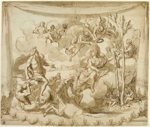 Neptunus en Minerva bespreken de stichting van Athene