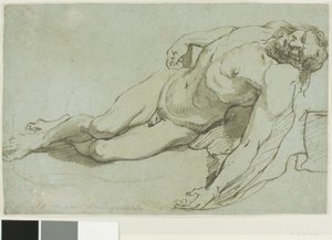 De dode Christus (recto); kinderhoofdje (verso) door Charles Le Brun