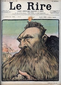 Auguste Rodin (1840-1917) beeldhouwer Augustus - Cartoon door Charles Leandre (1862-1934) in 