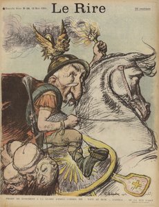 Karikatuur van de Franse premier Emile Combes als Attila de Hun. Illustratie voor Le Rire