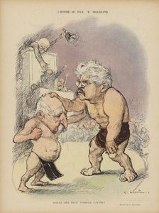 Karikatuur van Franse politici Emile Combes en Alexandre Millerand. Illustratie voor Le Rire