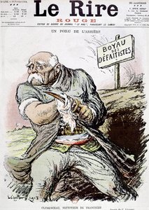 Georges Clemenceau (1841-1929) Franse politicus, cartoon door Leandre die hem toont als de schoonmaker van de loopgraven, gepubliceerd in de krant "Le Rire" 16 februari 1918