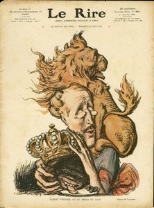 Illustratie door Charles Leandre (1862-1934) in Le Rire, 01/01/10 - België - Leeuw/Tijger, Albert 1er (België)