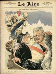 Illustratie van Charles Leandre (1862-1934) voor de Omslag van Le Rire, 20/08/10 - Fallieres bij de Gravin - Italië, President van de Republiek, Hoed, Identifier, Venetië - Fallieres Armand (1841-1931)