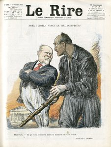 Illustratie van Charles Leandre (1862-1934) voor de omslag van Le Rire, 23/12/22 - Noel Noel - President van de Republiek - Poincare Raymond, Mussolini Benito, Tamer door Charles Leandre