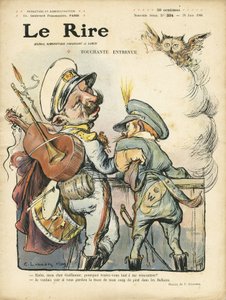 Illustratie van Charles Leandre (1862-1934) voor de Omslag van Le Rire, 26/06/09 - Ontroerend interview - Muziek, Gitaar - Willem II, Nicolaas II door Charles Leandre