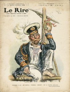 Illustratie van Charles Leandre (1862-1934) voor de Omslag van Le Rire, 28/05/10 - Engeland Groot-Brittannië, Folie, Maritieme Marine Kust, Roken, Tabak - George V (1865-1936) door Charles Leandre