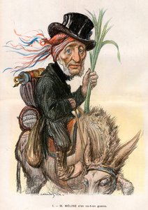 Jules Meline (1838-1925), Franse politicus, Minister van Landbouw - Cartoon door Charles Leandre (1862-1934) in Le Rire van 12 april 1902 door Charles Leandre