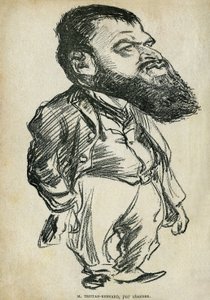 Portret van Bernard Paul, bekend als Tristan-Bernard, Franse schrijver en komiek. Cartoon door Charles Leandre.