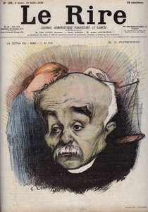 Portret van Georges Clemenceau (1841-1929) - de balans verwijst naar de krant La Justice en zijn directeur, Cornelius Herz, die geld had ontvangen van Clemenceau - karikatuur door Charles Leandre (1862-1934) in 