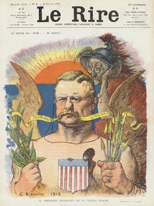 President Roosevelt en Oud Europa. Illustratie voor Le Rire door Charles Leandre