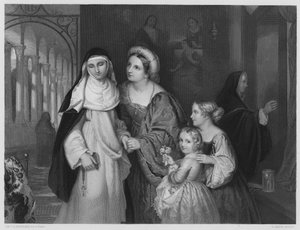 Het bezoek aan de non, naar het schilderij in de Koninklijke Collectie (gravure) door Charles Lock (after) Eastlake