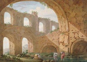 Villa van Hadrianus, nabij Tivoli door Charles Louis Clerisseau