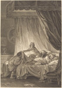 Joconde: Het Bed door Charles Louis Lingée after Jean Honoré Fragonard