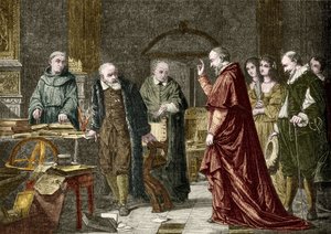 Gevangenschap van Galileo Galilei genaamd Galilee, Italiaanse astronoom (1564-1642), gravure naar het schilderij van Charles Muller