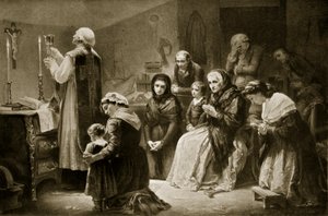 Viering van de mis tijdens de Franse Revolutie, illustratie uit 