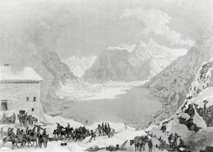 Franse leger van Eerste Consul Napoleon Bonaparte bij Great St Bernard Pass Hospice, 20 mei door Charles Louis Lucien Muller
