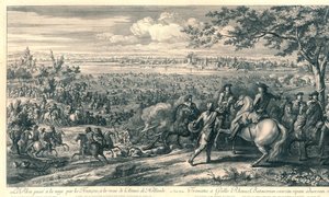 De Franse legers steken bij Lobith de Rijn over, 1672 door Charles Louis Simonneau