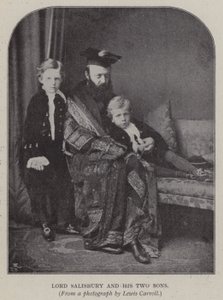 Lord Salisbury en zijn twee zonen (zwart-wit foto) door Charles Lutwidge Dodgson