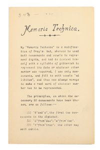 Memoria Technica, Oxford door Charles Lutwidge Dodgson