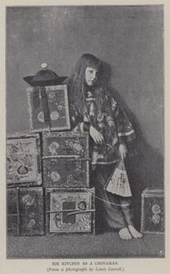 Xie Kitchin als een Chinees (zwart-wit foto)