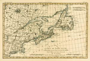 Oost-Canada, Newfoundland, Nova Scotia en St John Island, uit Atlas de Toutes les Parties Connues du Globe Terrestre door Guillaume Raynal (1713-96), gepubliceerd door J L Pellet, Genève, 1780 door Charles Marie Rigobert Bonne