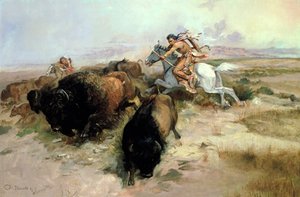 Buffeljacht door Charles Marion Russell
