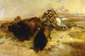 Buffeljacht, 1897 door Charles Marion Russell