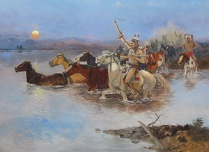 De rivier oversteken door Charles Marion Russell