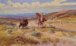 Een Buffel Spietsen door Charles Marion Russell