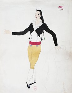 Kostuum voor het personage van Figaro uit De Barbier van Sevilla door Gioacchino Rossini, schets door Charles Martin door Charles Martin
