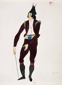 Kostuum voor het personage van Fiorello uit De Barbier van Sevilla door Gioacchino Rossini, schets door Charles Martin