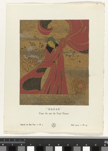 Gazette du Bon Ton, 1914 - No. 5, Pl. 47: Danaë / Cape du soir de Paul Poiret door Charles Martin