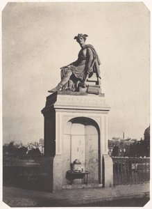 Allegorisch Beeldhouwwerk van Industrie, Pont du Carrousel, 1852 door Charles Marville
