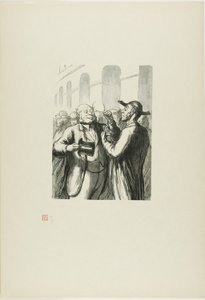 Op de Wereldtentoonstelling: Veiligheidscontrole bij de ingang: de kale moeten hun hoeden afnemen, en de bijzienden moeten hun brillen afzetten door Charles Maurand