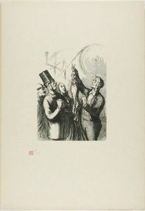 Op de Wereldtentoonstelling: De producent van vilten hoeden. Hier zie je een levend konijn, dat ik zo in de machine zal dumpen... door Charles Maurand