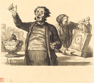 Het Hotel van de Commissarissen: De Openbare Roep door Charles Maurand after Honoré Daumier