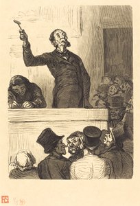 Het veilinghuis: de veilingmeester door Charles Maurand after Honoré Daumier