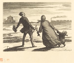 Te Laat! door Charles Maurand after Honoré Daumier