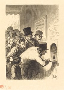 Een Theaterloket door Charles Maurand after Honoré Daumier
