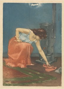 De pantoffels (kleurets en aquatint)