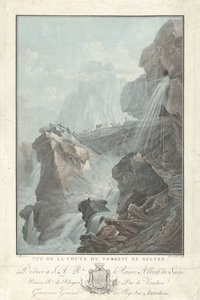 Gezicht op de waterval van Gelten