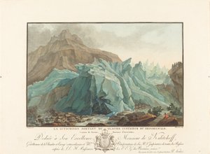 La Lutschinen sortant du Glacier inférieur du Grindelwald, 1785 door Charles Melchior Descourtis